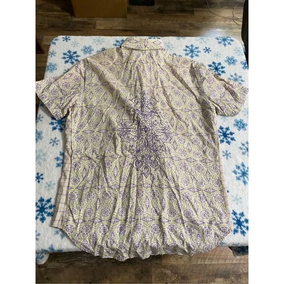 Robert Graham Knowledge Wisdom Truth Mens Short Sleeve Button Down Shirt  M - Picture 5 of 6